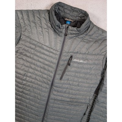 Eddie Bauer First Ascent StormDown 800 Puffer Jacket Mens XL Gray Full Zip Stain