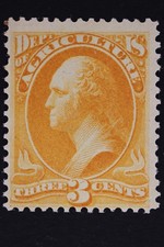 US O3 PSE CERT 1873 AGRICULTURE OFFICIAL 3C YELLOW MH OG FINE