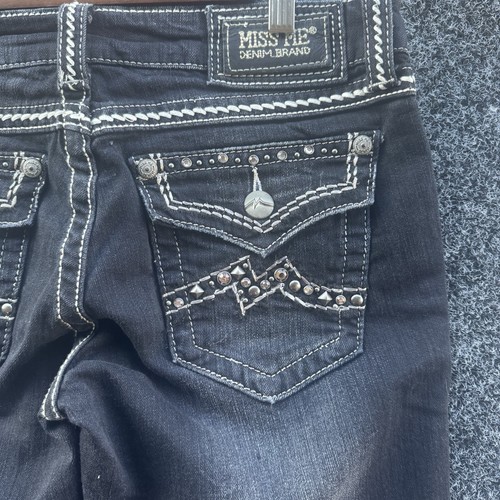Miss Me Womens Black Skinny Denim Jeans Rhinestone Studs Style JE104952L Size 30 - Picture 3 of 8