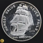 1974 USS Constitution 1 Troy Ounce .999 Silver Round Medallion Toned -E534