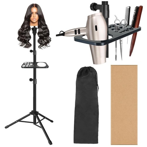 50 Inch Heavy Duty Wig Stand Tripod with Tray Adjustable Mannequin Head Stand