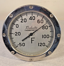 Vintage Rochester 6 Temperature Gauge -50 To 120f Thermometer Steam Punk