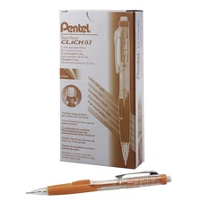 Pentel Twist-Erase CLICK Mechanical Pencil, (0.7mm), CLEAR Barrel, Orange Grip,