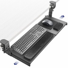VIVO Black Clamp-on Height Width Adjustable Keyboard Tray