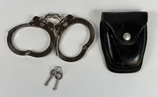 Hiatts Handcuffs with 2 Keys & Jay-Pee Leather Handcuff Belt Case Holder