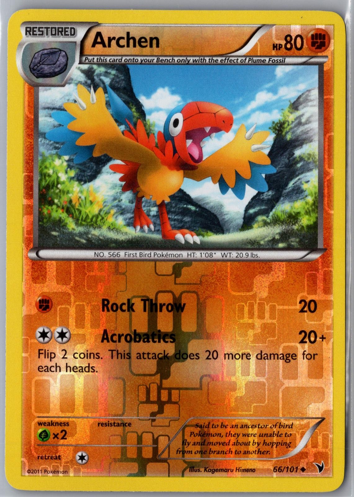Archen 66/101 Uncommon Noble Victories Pokemon Reverse Holo Near Mint