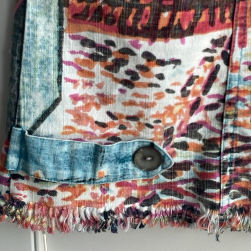 Vintage Multiples Multicolor Boho Artsy Open Front Fringe Vest Size XL EUC - Picture 11 of 13