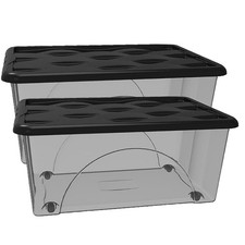 2 Scatole Multiuso 60x40x25 Organizer Box Portaoggetti Contenitore 45 LT STORAGE