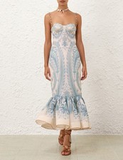 NWOT $1650 Zimmermann Illuminate Gown, Turquoise Paisley, Size 3
