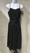 Express Black White Polka Dot Sweetheart Midi Dress Belted Size M