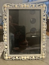 Pearl-Embellished Silver Photo Frame Wedding 5 x 7 Picture Love  Memories