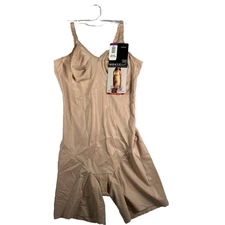 Miraclesuit Women's 2XL Modern Miracle Thigh Slimmer Bodysuit 2562 Beige msrp$82