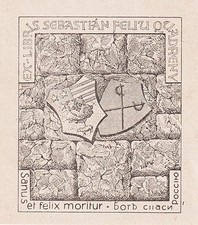 Exlibris B. Sabater / Sebastian Feliu Quadreny Espana Spain Bookplate Ex-Libris