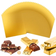 100Pcs Chocolate Bar Wrappers, 6" X 7.5" Gold Candy Bar Wrappers for Homemade...