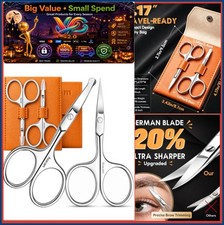 Nose Ear Hair Eyebrow Scissors Set 2 Pc Stainless Steel Rounded Safety Tip Men