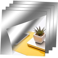 Flexible Mirror Sheets Self Adhesive Non Glass Mirror Tiles 11.8"L x 11.8"W 4