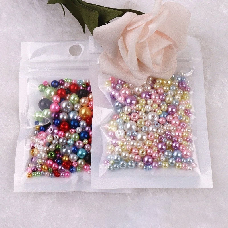 Mixed 3mm 4mm 5mm 6mm 8mm Round Artificial Pearl ABS Plastic Loose Beads Lot - Image 3 of 4