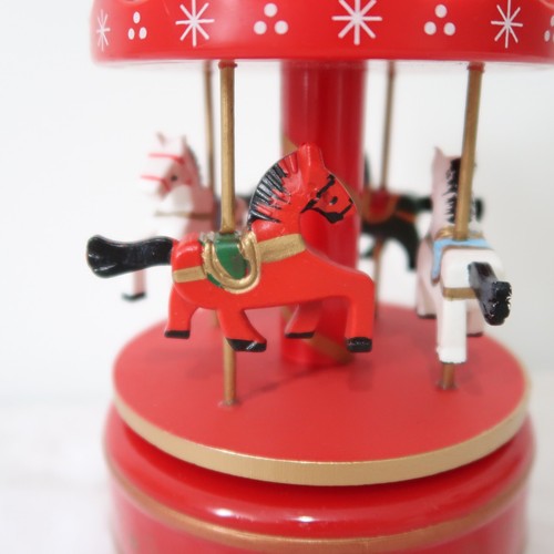 Carrusel de Caballos Feliz-Go-Round Madera Adornos de Navidad Rojo Blanco Verde - Imagen 5 de 10