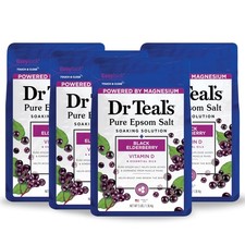 Epsom Salt Magnesium Soak, Black Elderberry with Vitamin D, 3 lbs Pack of 4 