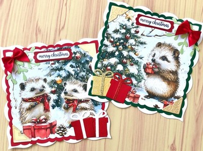 1 handgefertigte von Susie Luxus festliche Igel Weihnachtskarte Topper PAUSCHALE P&P