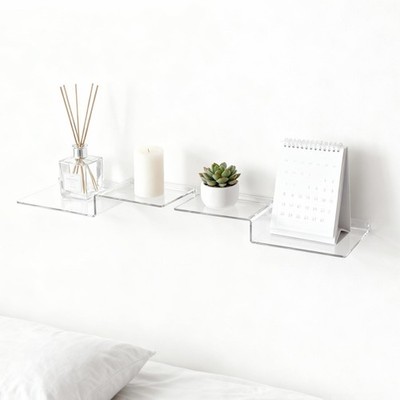 2-Pack Acrylic Shelves Z-Shaped Display Stand Wall Mounted, 12 Inch Wall Stor...