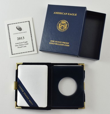2013 $50 American Gold Eagle Proof 1 Oz Box & COA OGP - NO Coin