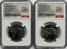 1776 2026 P & D Enduring Liberty Half NGC MS65 ER  Dual Date 2 Coin Set In Stock