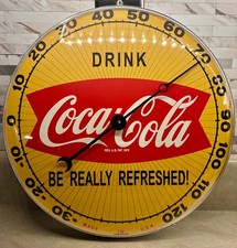 Vintage Style 12 inch Round YELLOW COCA COLA Thermometer / Sign Kitchen Item