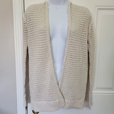 GAP Open Knit Open Hooded Cardigan Sweater Perfect Layering Ivory Size XS