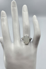 Women's Silver Tone Oval Clear Quartz Natural Stone Women's Ring Size 7