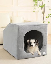 Hovicaed Indoor Dog House Large Sized Dog Tent with Covered Dog Bed 36x26in