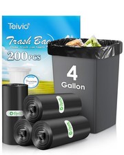 4 Gallon 200 Counts Strong Trash Bags Garbage Bags, Bathroom Trash Can Bin Li...