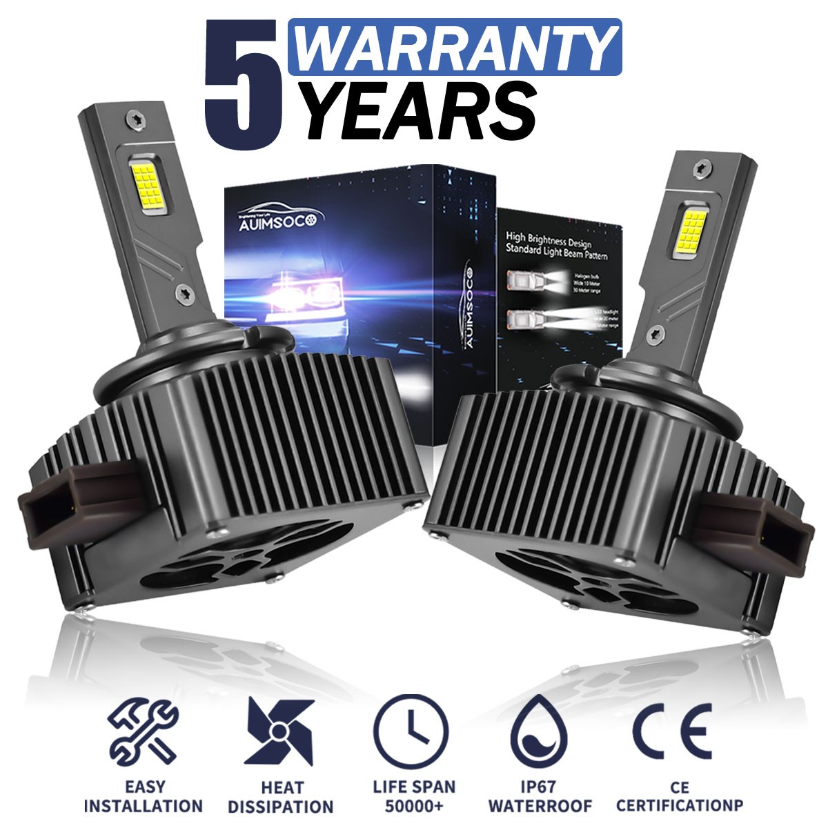 For Audi R8 2008 2009 2010 2011 2012 D1S LED Headlight High Low Beam Lamp Bulb