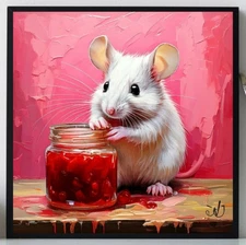 ORIGINAL Oil PAINTING on Canvas Mouse Textured Art 8x8 in  Impasto Custom Order