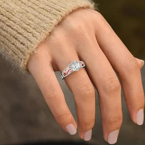 I'm a Wife to a Husband Circle Wings Memorial Ring, Hug From Heaven Ring Hug Fro - Picture 2 of 6