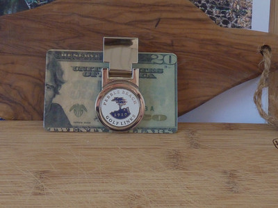 Pebble Beach CC Logo  Spring Loaded Money Clip - Gold  Plated Clip
