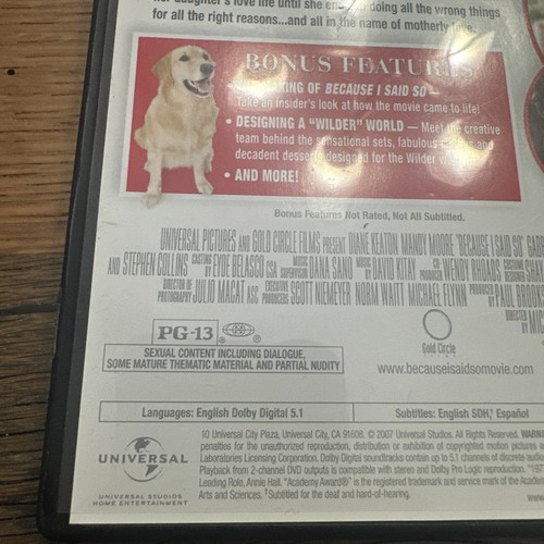 Because I Said So DVD Tested Working Mandy Moore - Foto 3 di 6