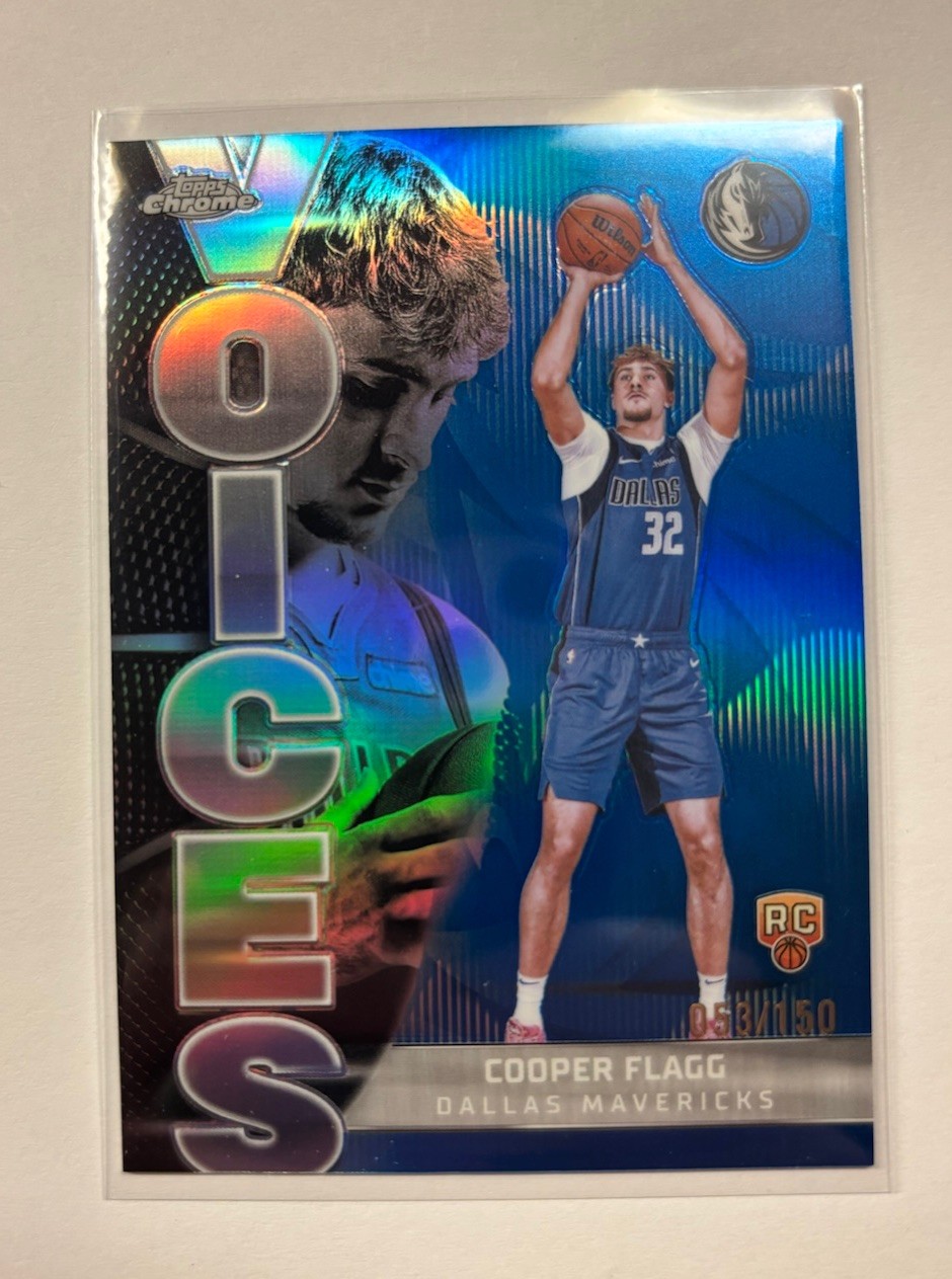 COOPER FLAGG 2025-26 TOPPS CHROME #VS-6 VOICES BLUE REFRACTOR RC /150 ROOKIE