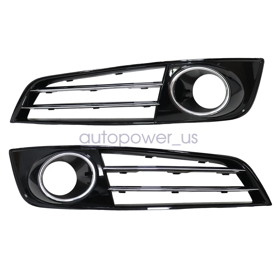 2PC Front Bumper Grille Fog Light Cover Fit 2011 2012 2013 2014 Audi A8 Quattro - Imagem 2 de 4