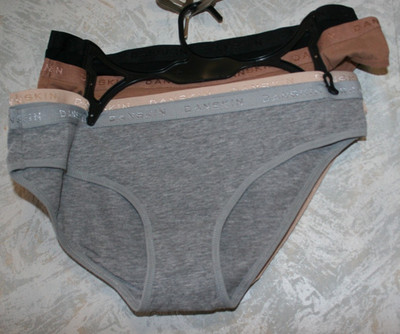 DANSKIN 4 pack Bikinis Medium Camel,Brown,black,gray solid.Cotton blend Logo NWT