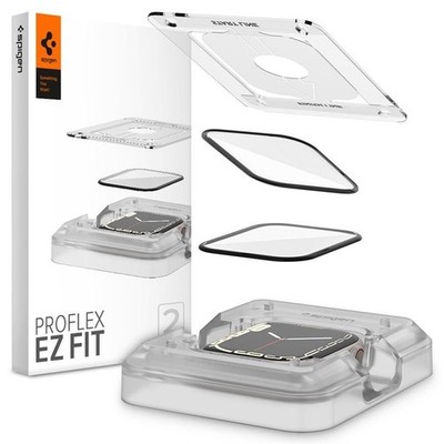 Spigen 2x Schutzglas für Apple Watch 9/8/7 Panzerfolie 41mm - 45mm Schutzfolie