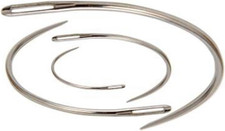 4 Pcs Silver Curved Leather Sewing Needles, Heavy Duty, Set for Weaving, Crafts