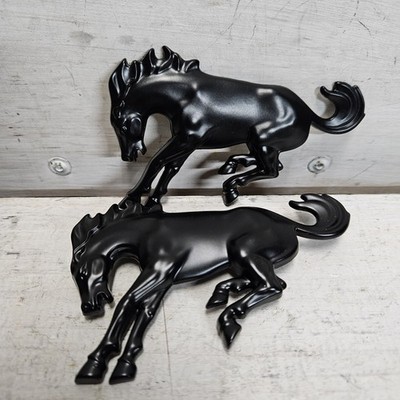2 Vintage Genuine Ford OEM Bronco Matte Black Emblems KBC800410 Bucking Horse