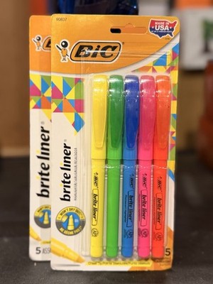 BIC Brite Liner (2-Sets, 10 Highlighers) - Yellow, Green, Blue, Pink, Orange