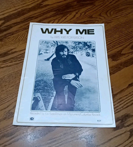 RARE "Why Me" Sheet Music (1972) Kris Kristofferson Excellent Condition - Picture 1 of 3