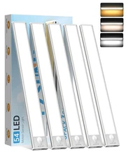 Under Cabinet Lighting,54 LED 1800mAh Rechargeable,Motion Sensor Light,3 Colo...