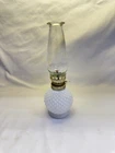 Vtg Milk Glass Hobnail Miniature Oil, Kerosene Lamp 8.25” Tall Made In Japan
