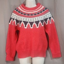 Maglione vintage Woolrich taglia grande lavorato a mano intarsiato lana mohair Fair Isle rosso
