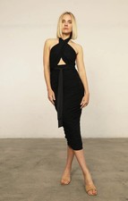 Nightcap Free People black jersey halter midi cocktail classic dress XS S M L