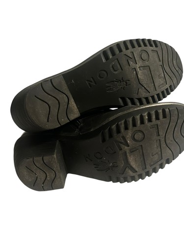 Fly London Boots Ankle Lace Up •Women 39/ 8.5• Heels Leather Brown Bronze Grey - Picture 5 of 9